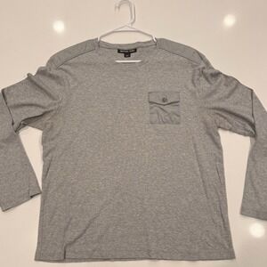 MK Michael Kors Men's L Long Sleeve Cotton TShirt W/pocket Shoulder Accents
